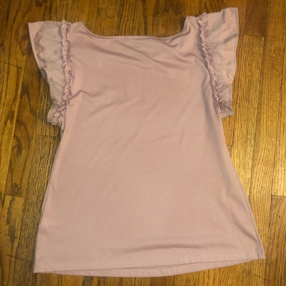 Banana Republic ruffle sleeve lilac shirt Petite M - Picture 4 of 4